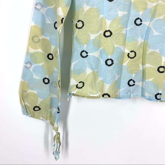 Philippe Adec Paris Small Silk Blouse Floral White Blue Side Zip - Picture 8 of 13